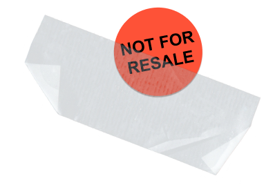 Transparent tape over a "NOT FOR RESALE" sticker.